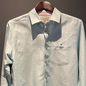 Ted Baker Blue Cotton Button-Up Dress Shirt